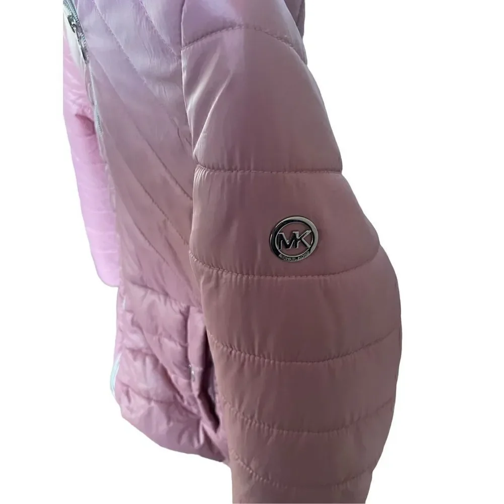 Michael Kors Girls Quilted Sherpa Lined Puffer Coat Pink Size 10/12